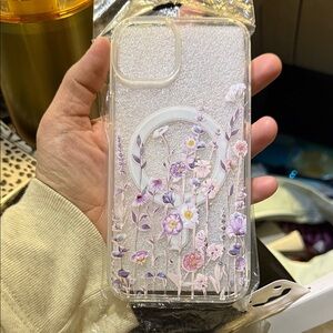 Floral Clear iPhone 15 Plus Case with MagSafe